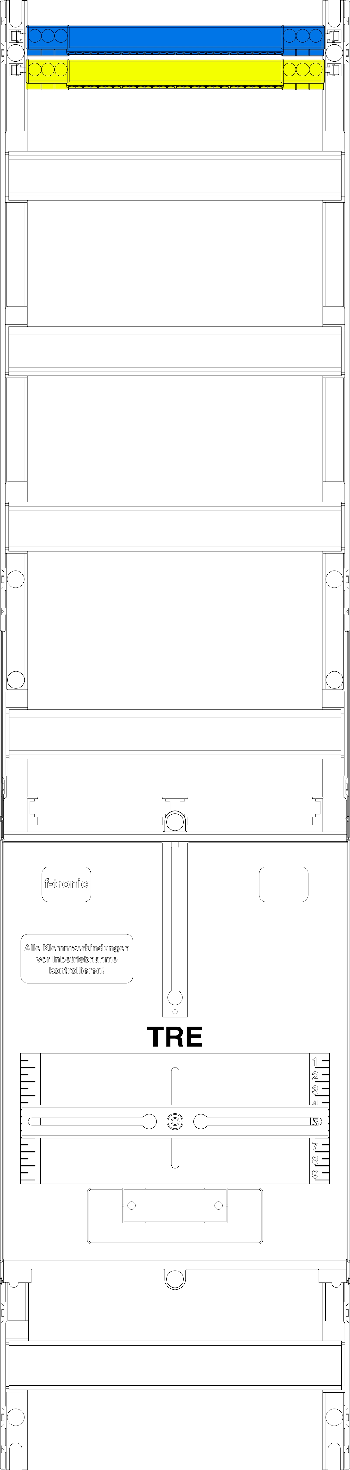 1St. F-Tronic THA Tariffeld THA, 1-feldrig, H=1050mm, 1-TRE-3.HZ 300mm, Vert. 4r, 1 Hutschiene im NAR 7141611