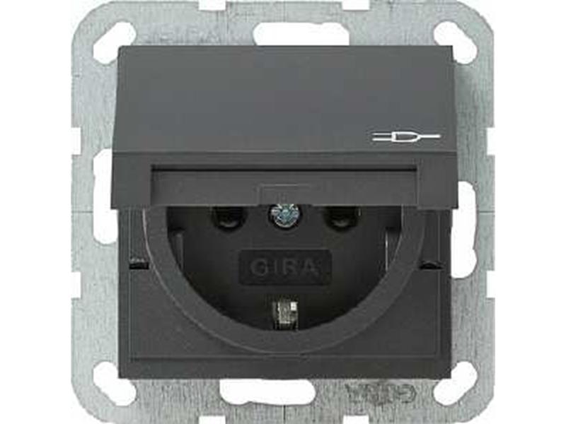 1St. Gira 041428 Schuko-Steckdose KS Klappdeckel System 55 anthrazit