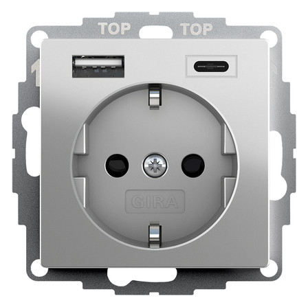 1St. Gira SCHUKO SH USB-Spannungsvers 2459600 2f Typ A/C System 55 Edelstahl(lack.)