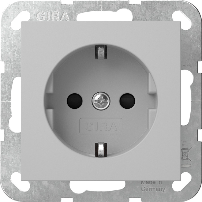 1St. Gira 4453015 Steckdose 16A 250V mit Shutter Steckklemmen, Grau matt