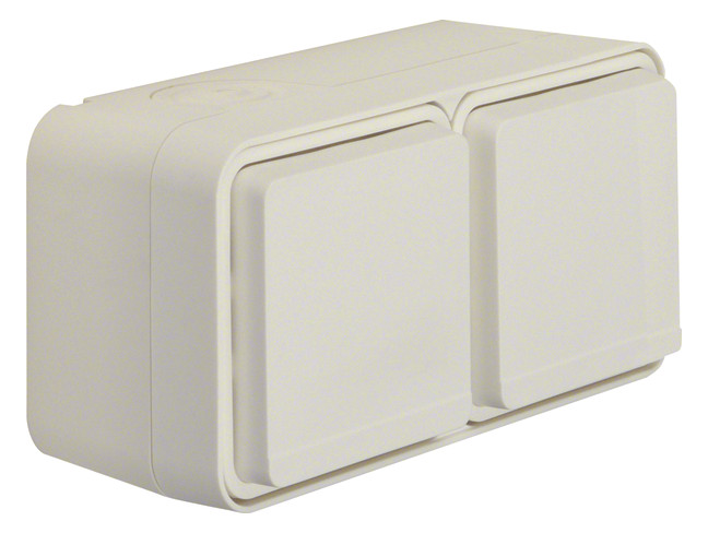1St. Berker 47843512 Steckdose 2fach waagerecht mit Klappdeckel AP W.1 cremeweiß matt...
