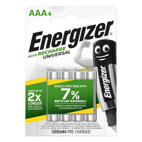 1St. Energizer HR3 500 mAh (4 Stk.) Akku Rechargeable Universal Micro 1,2Volt