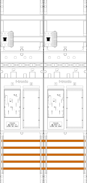 1St. F-Tronic ER26-HSP Zählerfeld ER26-HSP, 2-feldrig, H=1050mm, 2-eHZ, 2 HSP, 2 Res. 7141052