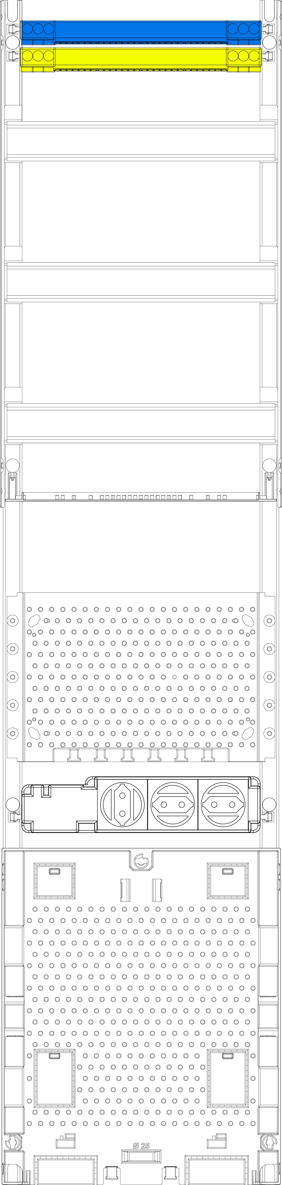 1St. F-Tronic VK7APZO Kombinationsfeld VK7APZO, 1-feldrig, H=1050mm, APZ-Platz, ohne APL-Set, Vert. 3r, Komm. 7141651