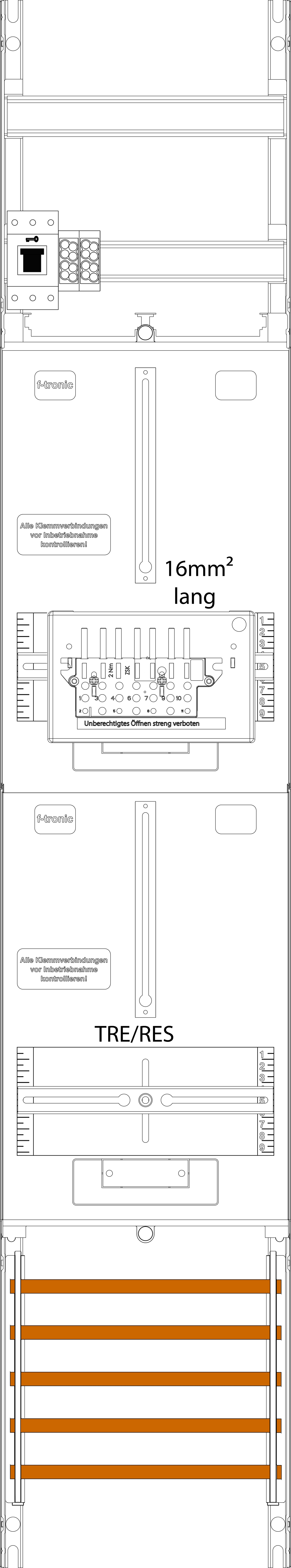 1St. F-Tronic ZR6-16L-ZSK-HSS Zählerfeld ZR6-16L-ZSK-HSS, 1-feldrig, H=1350mm, 1-3.HZ, 16mm² l. Ka.,1 ZSK,1 HSS,1 TRE 7143566