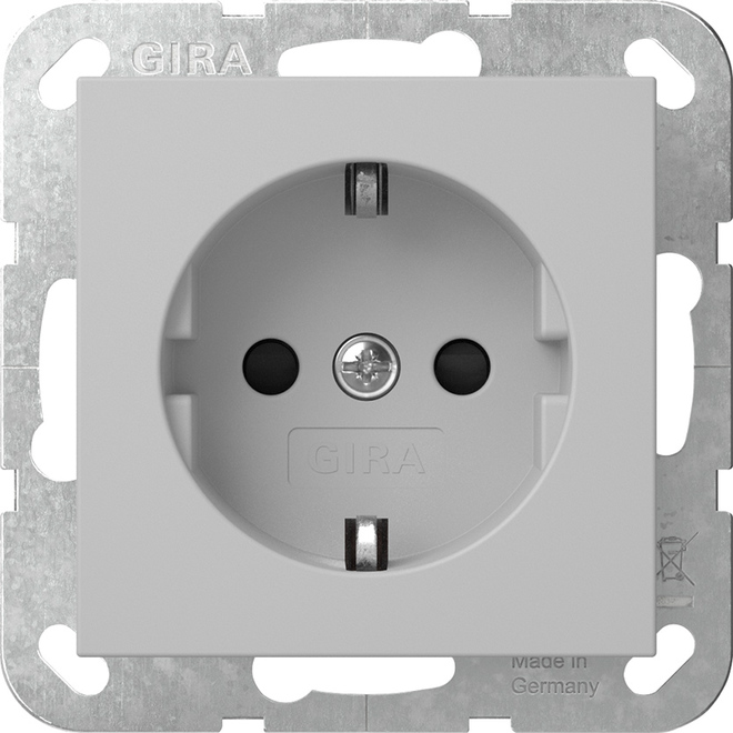 1St. Gira 4183015 Steckdose 16A 250V mit Shutter Schraubklemmen, Grau matt