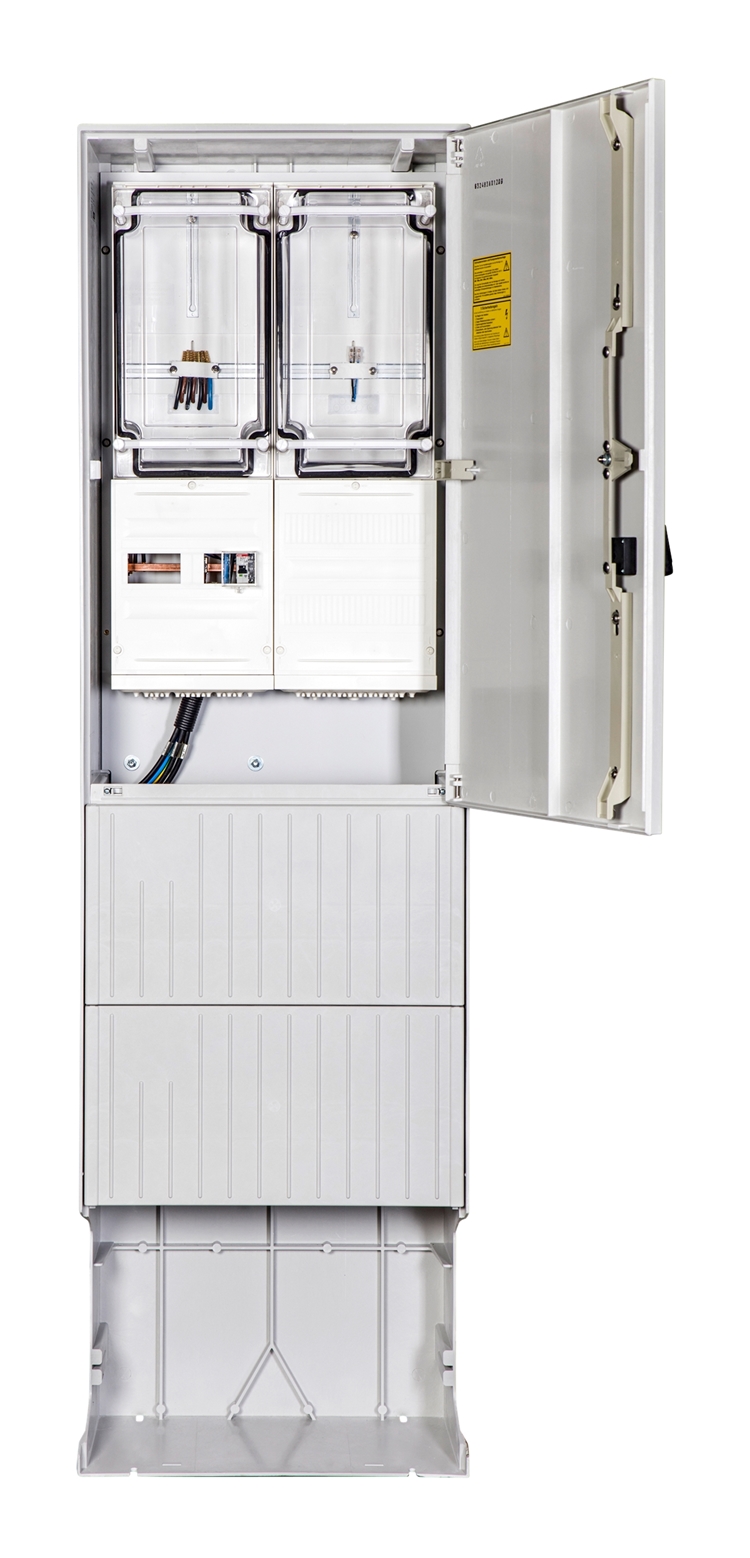 1St. F-Tronic ZSA202-2-2ZK-TSG-HG Zähleranschlusssäule 2-feldrig, H=2010mm, 2-3.HZ, Haube geschl, ZSA202-2-2ZK-TSG-HG 7160110