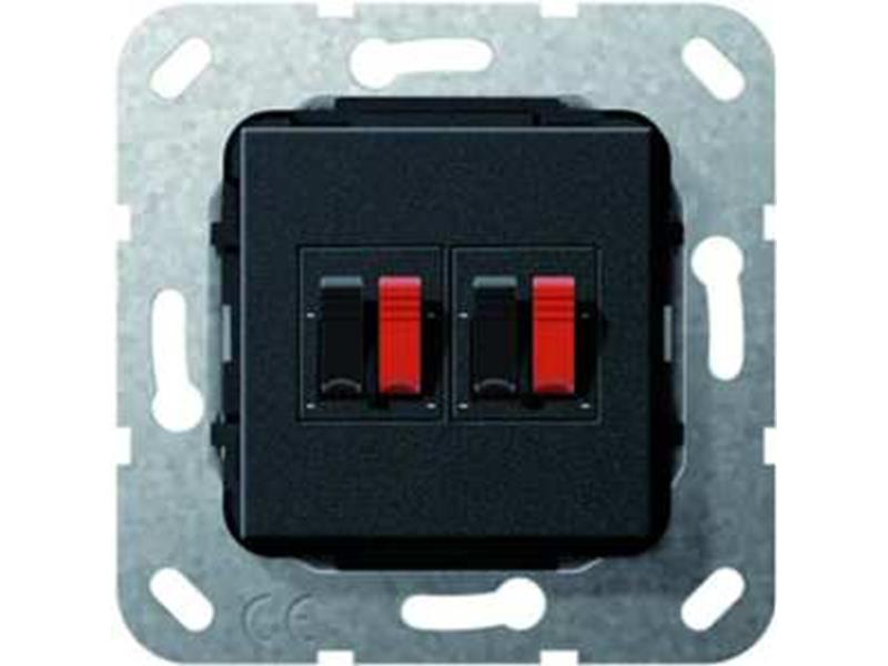 1St. Gira 569310 Lautsprecher Anschluss 2fach Einsatz Schwarz matt