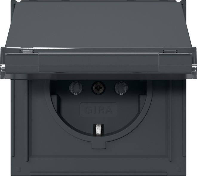 1St. Gira 441067 Steckdose 16A 250V mit Klappdeckel und Beschriftungsfeld TX_44, Anthrazit