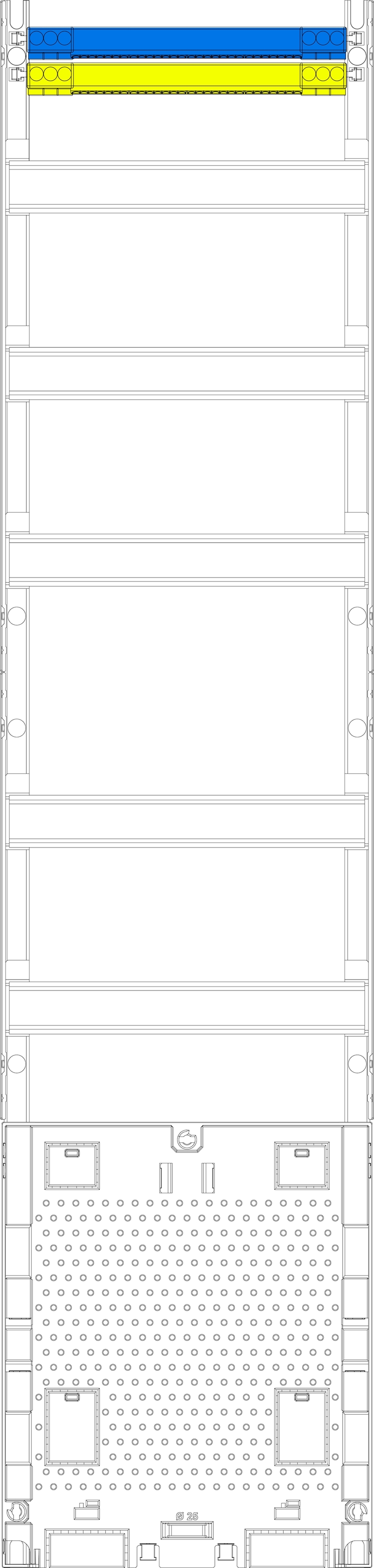 1St. F-Tronic V17APZO Verteilerfeld V17APZO,H=1050mm, 1-feldrig, 5-reihig, APZ-Platz, ohne APL-Set 7141626