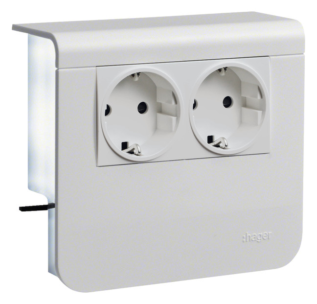 1St. Hager SL200559009016 Geräteträger Std 2-fach vorverdrahtet Steckklemmen zu SL20x55mm verkehrsweiß