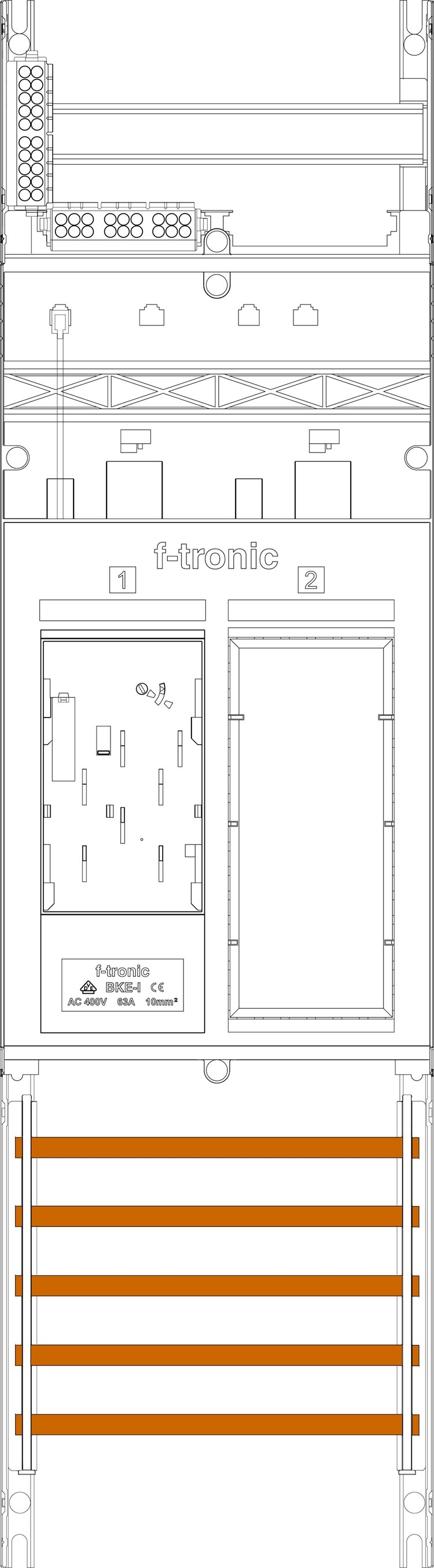 1St. F-Tronic ER5DS Zählerfeld ER5DS, 1-feldrig, H=900mm, 1-eHZ mit DS, 1 Res. 7140153