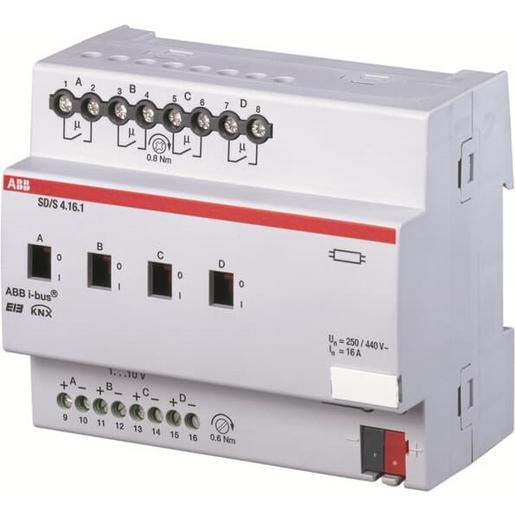 1St. ABB SD/S 4.16.1, SD/S4.16.1 Schalt-/Dimmaktor, 4fach, 16 A, REG