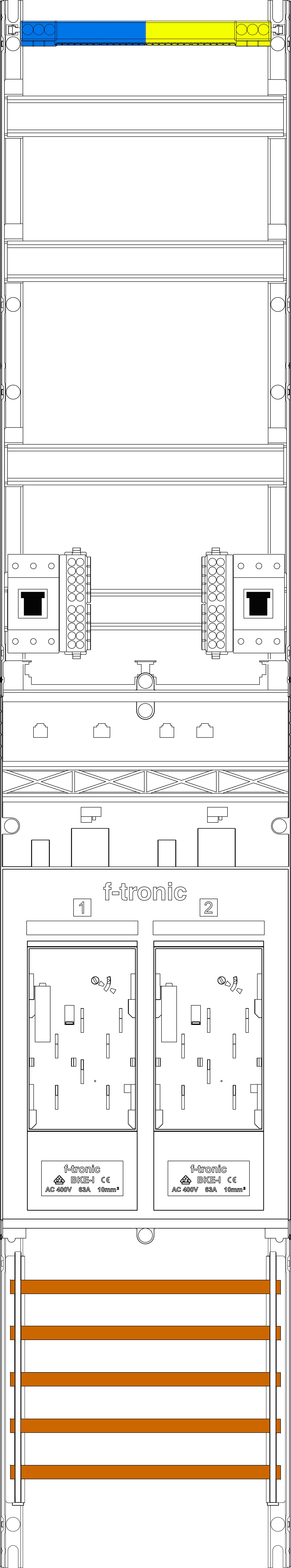 1St. F-Tronic E19-HSP Zählerfeld E19-HSP, 1-feldrig, H=1350mm, 2-eHZ, 2 HSP 7143058