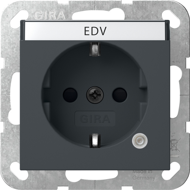 1St. Gira 445228 SCHUKO-Steckdose 16A 250V mit Kontrolllicht und Beschriftungsfeld, Anthrazit