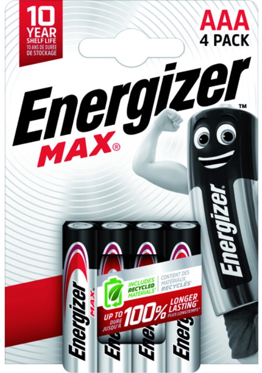 1St. Energizer LR03 (4 Stk.) Max Micro (AAA) 4 Stück BR Plastikfrei