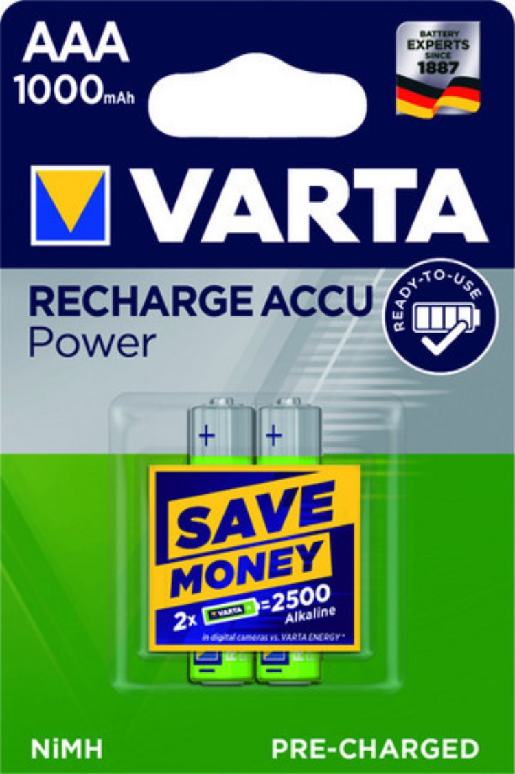 1Pk Varta Akku Micro 1,2V 1000mAh 05703 ReadyToUse ** Blister a 2 Stück ***
