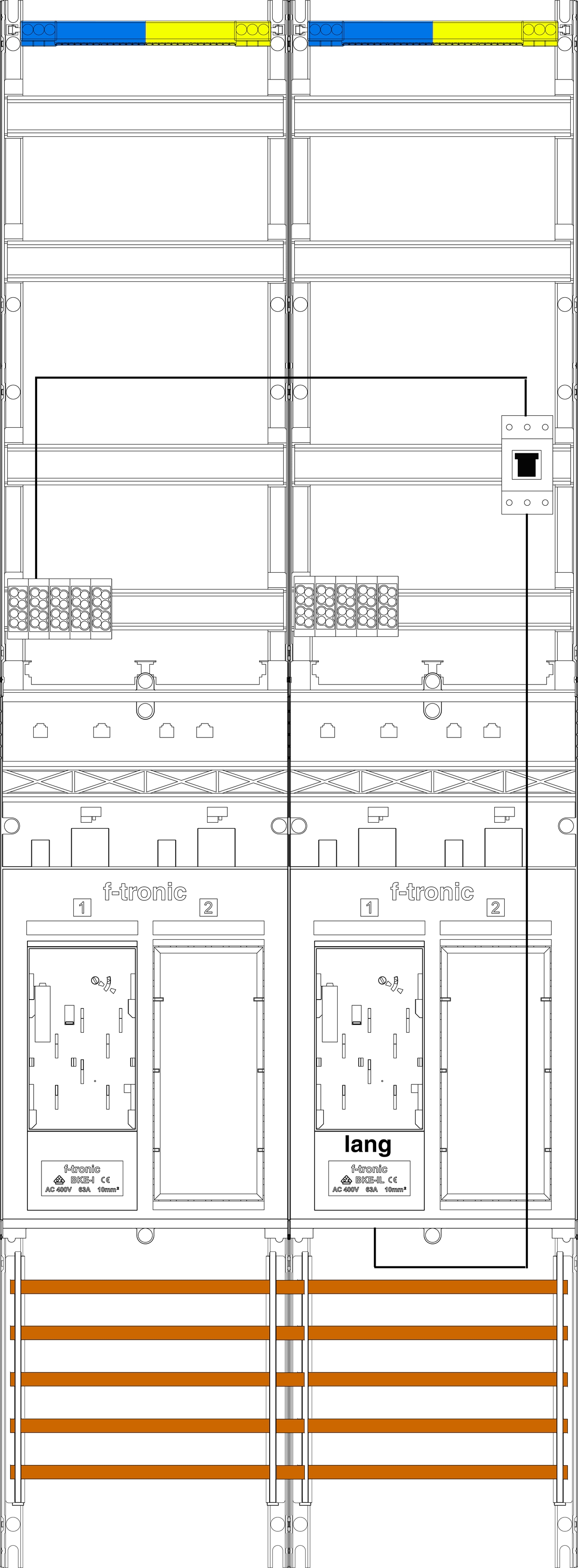 1St. F-Tronic ER29L-PV Zählerfeld ER29L-PV, 2-feldrig, H=1350mm, 2-eHZ, Kaskade, 1 HSP, 2 Res. 7143023