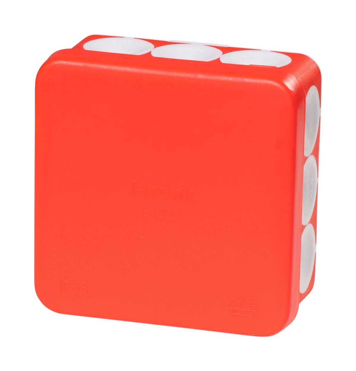 10St. F-Tronic E1210rt FR Abzweigkasten E1210rt, 80x80x37mm, IP55, rt/gr, o. Laschen,m. Durchstoßmembran 7340166