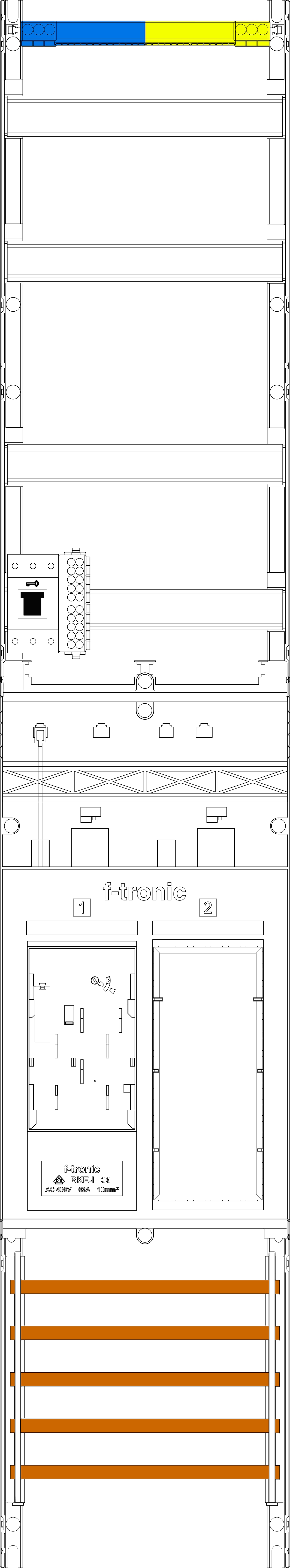 1St. F-Tronic ER9DS-HSS Zählerfeld ER9DS-HSS,1-feldrig, H=1350mm, 1-eHZ mit DS, 1 HSS, 1 Res. 7143250