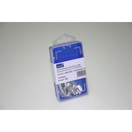 1Pk = 10 Stück Rohrkabelschuh 6 mm² M8 verzinnt