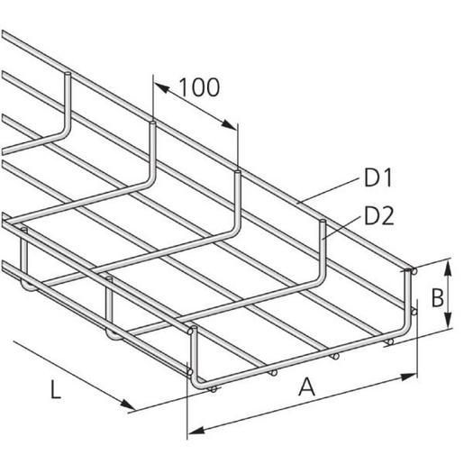 1St. Pflitsch 96685 Gitterkanal U-Form, 75 x 60 mm GKX 75/5x 60 S