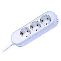 1St. Bachmann HSOW31.5 3-Fach Steckdosenleiste weiß, mit Zuleitung 1.5mm², 1.5m-Zuleitung