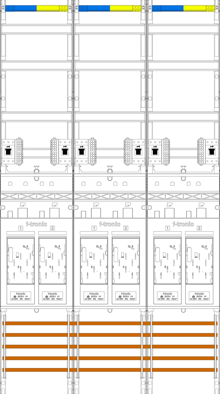 1St. F-Tronic E319-HSS Zählerfeld E319-HSS, 3-feldrig, H=1350mm, 6-eHZ, 6 HSS 7143118
