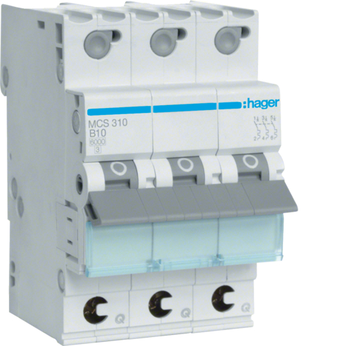 1St. Hager MCS310 Leitungsschutzschalter 3 polig 6kA C 10A QC 3 Module