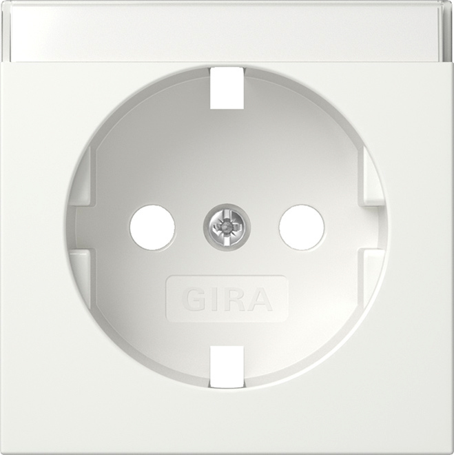 1St. Gira 494727 Abdeckung für Steckdose 16A 250V mit Beschriftungsfeld, Reinweiß seidenmatt