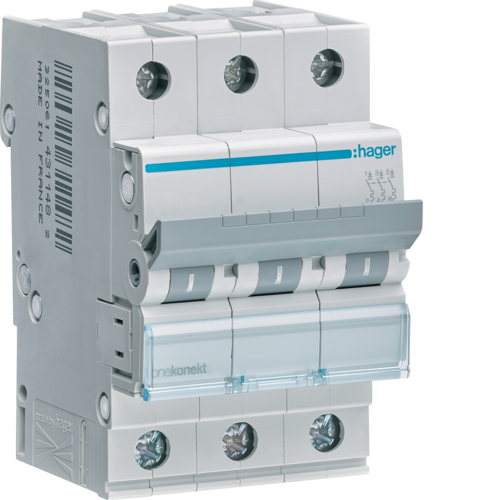 Hager MCN316 Leitungsschutzschalter 3 polig 6kA C 16A 3 Module