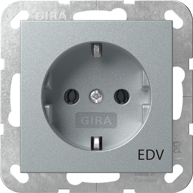 1St. Gira 445826  Steckdose 16A 250V mit Aufdruck EDV, Aluminium