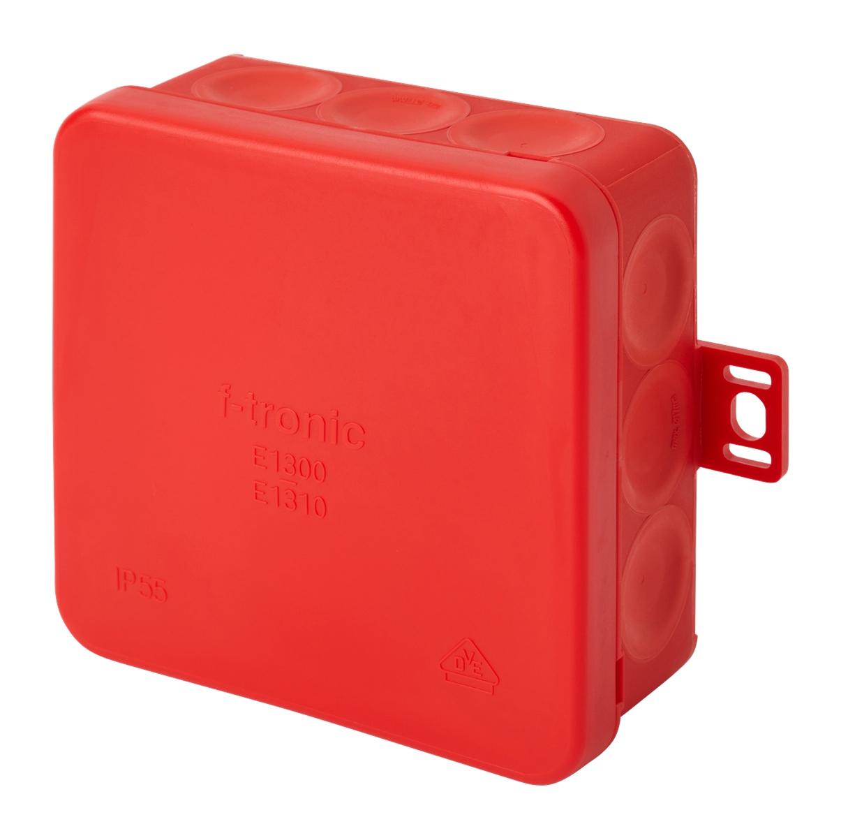 10St. F-Tronic E1300rt FR Abzweigkasten E1300rt, 85x85x37mm, IP55, rt/rt, mit Durchstoßmembran 7340472