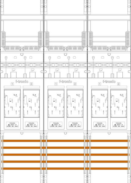 1St. F-Tronic E316DS Zählerfeld E316DS, 3-feldrig, H=1050mm, 6-eHZ mit DS 7141172