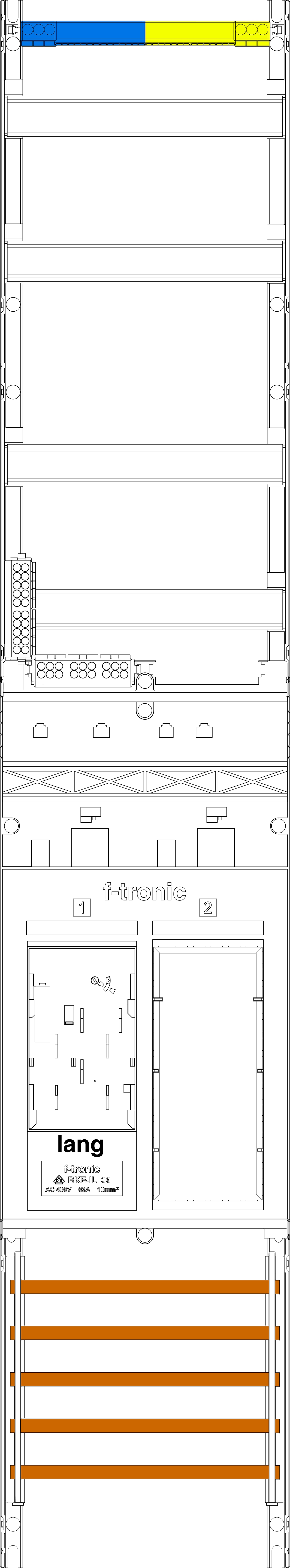1St. F-Tronic ER9L Zählerfeld ER9L, 1-feldrig, H=1350mm, 1-eHZ lange Kabel, 1 Res. 7143001