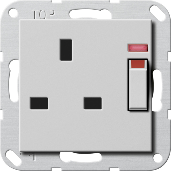 1St. Gira 2780015 Steckd. BS 13 A gesch. Kontroll + SH System 55 Grau m