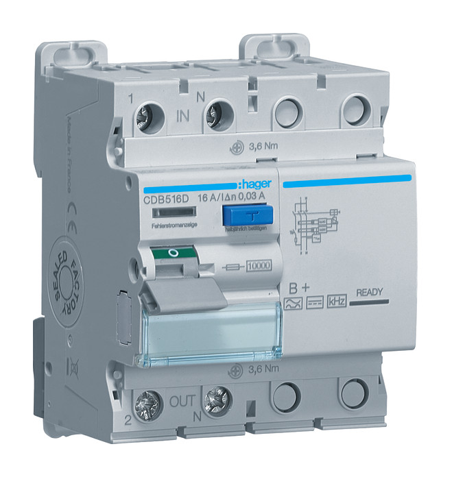 1St. Hager CDB516D Fehlerstromschutzschalter 2 polig 10kA 16A 30mA Typ B+