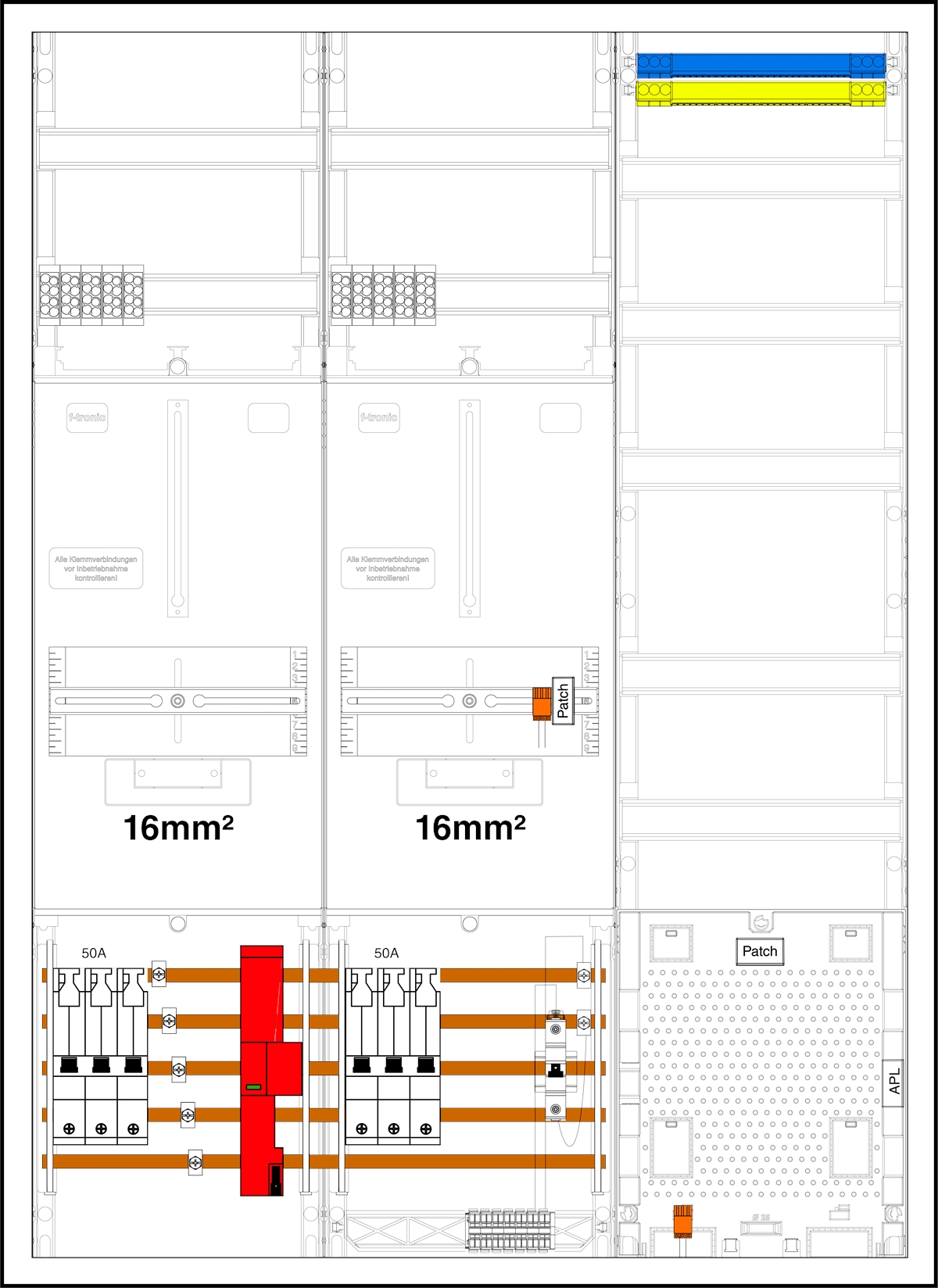 1St. F-Tronic 3HZ732APZ50B6ÜS-16 3HZ732APZ50B6ÜS-16, 2ZP 16mm², 1 VAPZ inkl. APL, SLS 50A, ÜSS, SPVGB6, 2 PPV,1 PL150 7190614