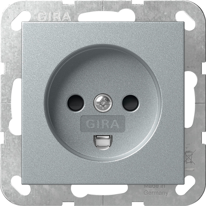 1St. Gira 442226 Dänische Steckdose 16A 250V 107-2-D1, DK 1-1b mit Shutter, Aluminium