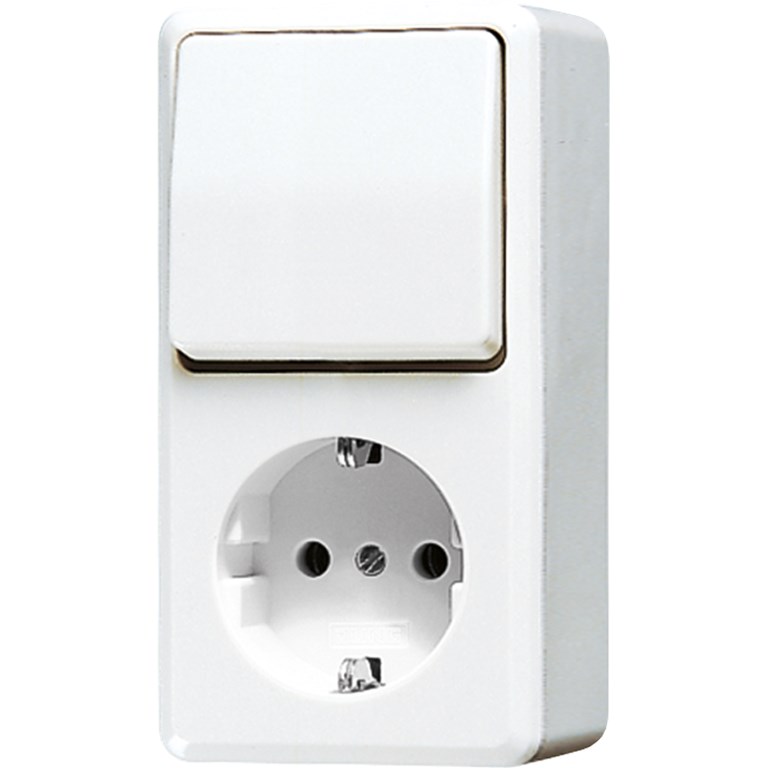 1St. Jung 676AWW Schuko-Steckdose mit wechselschalter Alpinweiß 676 A WW