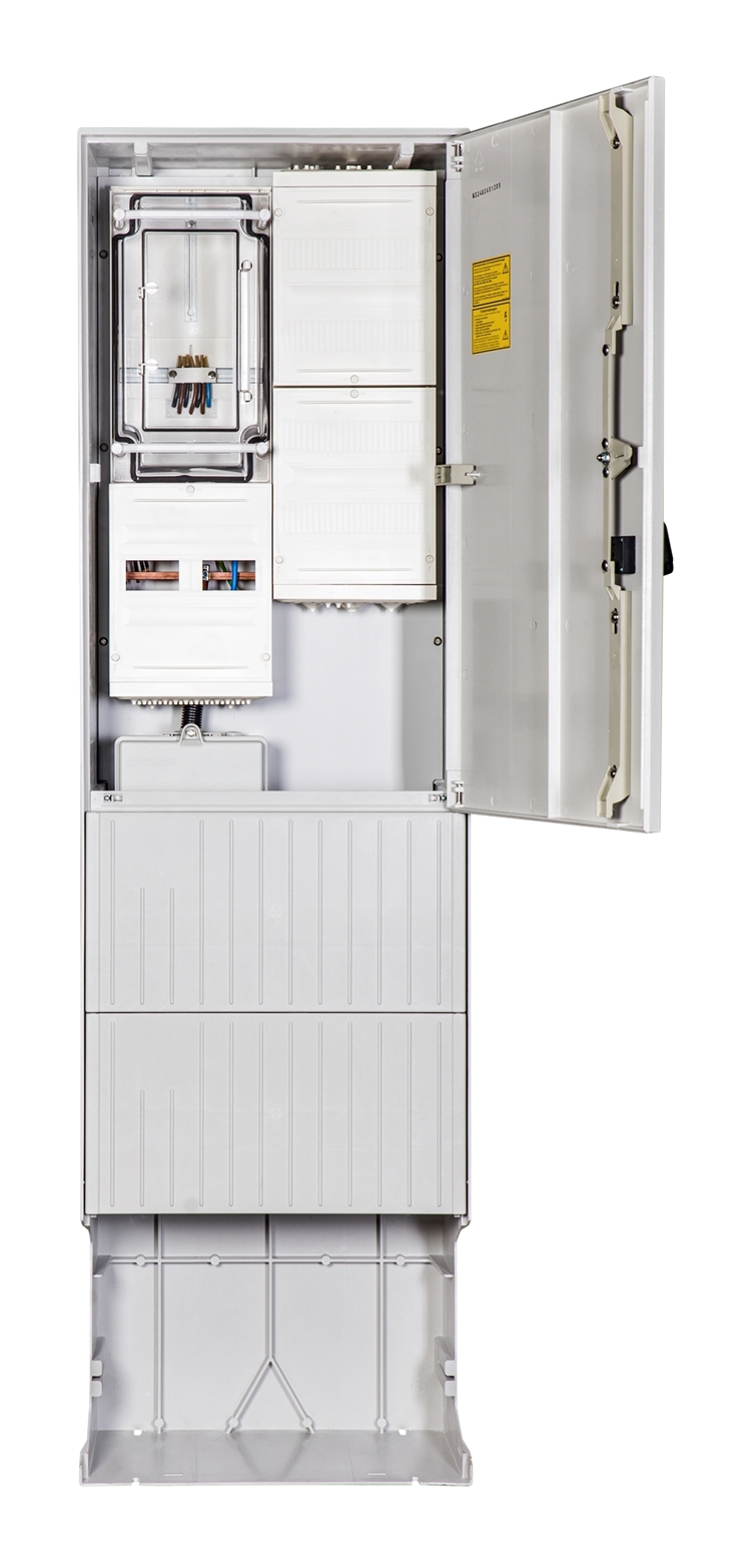 1St. F-Tronic ZSA202-2-ZK-ZSK-APZ Zähleranschlusssäule 2-feldrig, H=2010mm, 3.HZ, Haube geschl., ZSA202-2-ZK-ZSK-APZ-HAK-HG 7160127