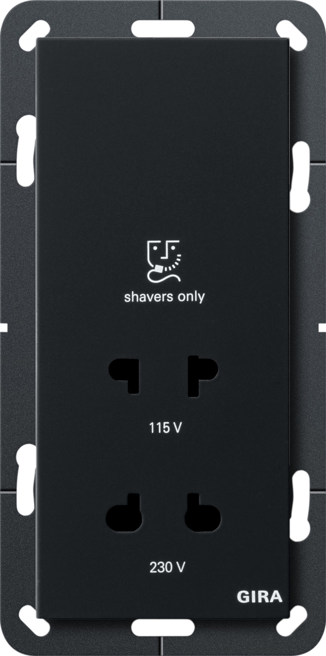 1St. Gira 2820005 Rasiersteckd. 115 - 230 V System 55 Schwarz m