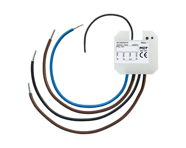 1St. MDT Funk Schaltaktor 2-f. RF-AKK2UP.01 KNX RF+ 230VAC mit monostabilen Relais