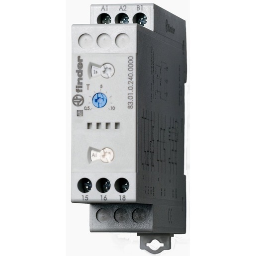 1St. Finder 830102400000 Zeitrelais, 8 Zeitfunktionen, Zeitbereiche bis 10 Tage, 1 Wechsler 16 A, für 24 bis 240 V AC/DC 83.01.0.240.0000