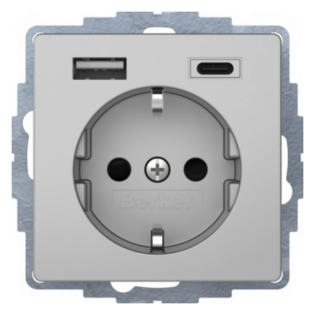 1St. Berker 48046084 Steckdose/USB A-C Q.1/Q3 alu samt