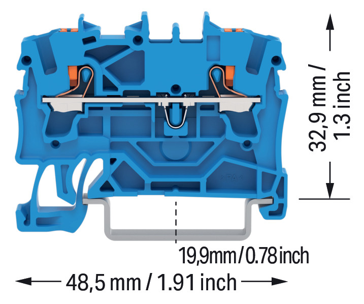 1St. WAGO 2202-1204 2-Leiter-Durchgangsklemme mit Drücker