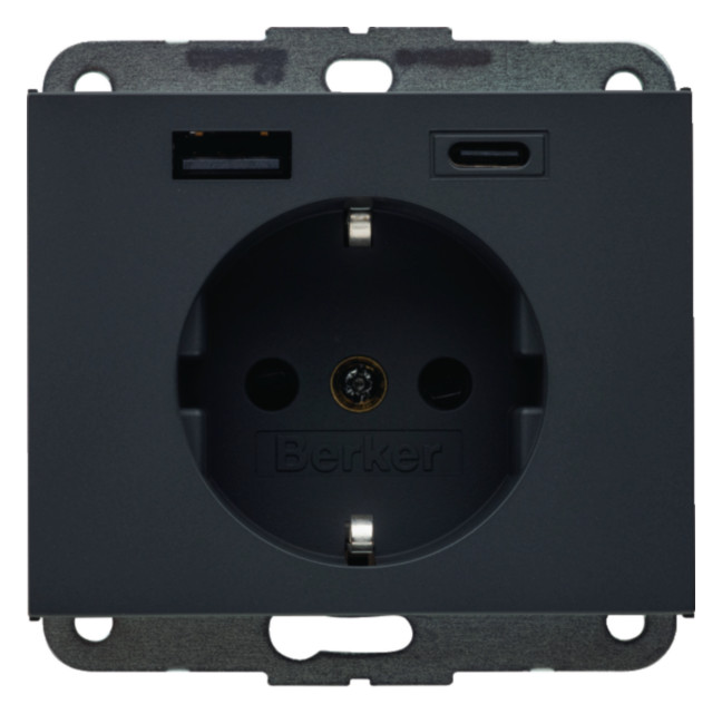1St. Berker  48147006 Steckdose SCHUKO/USB AC 20W PD K.x anthr