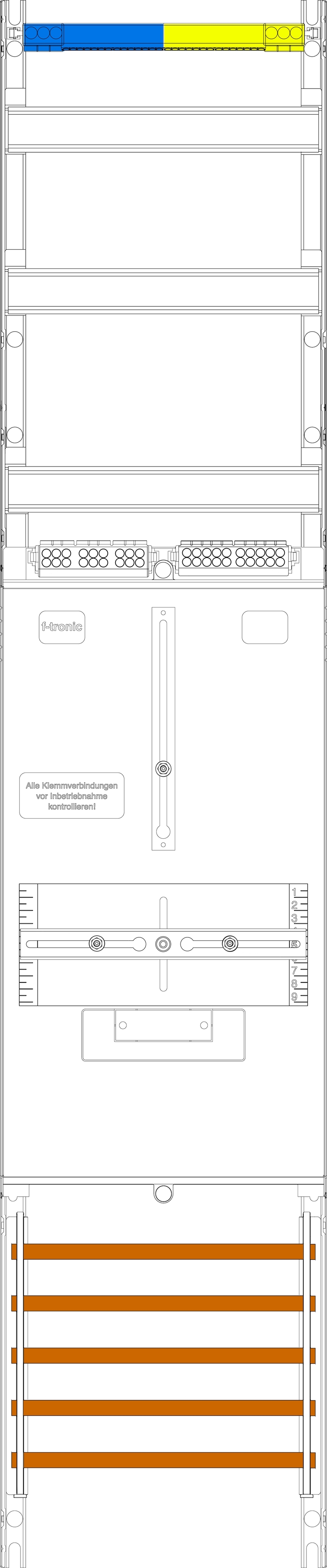 1St. F-Tronic VZ5 Zählerfeld VZ5, 1-feldrig, H=1200mm, 1-3.HZ, Vert. 2r 7142027