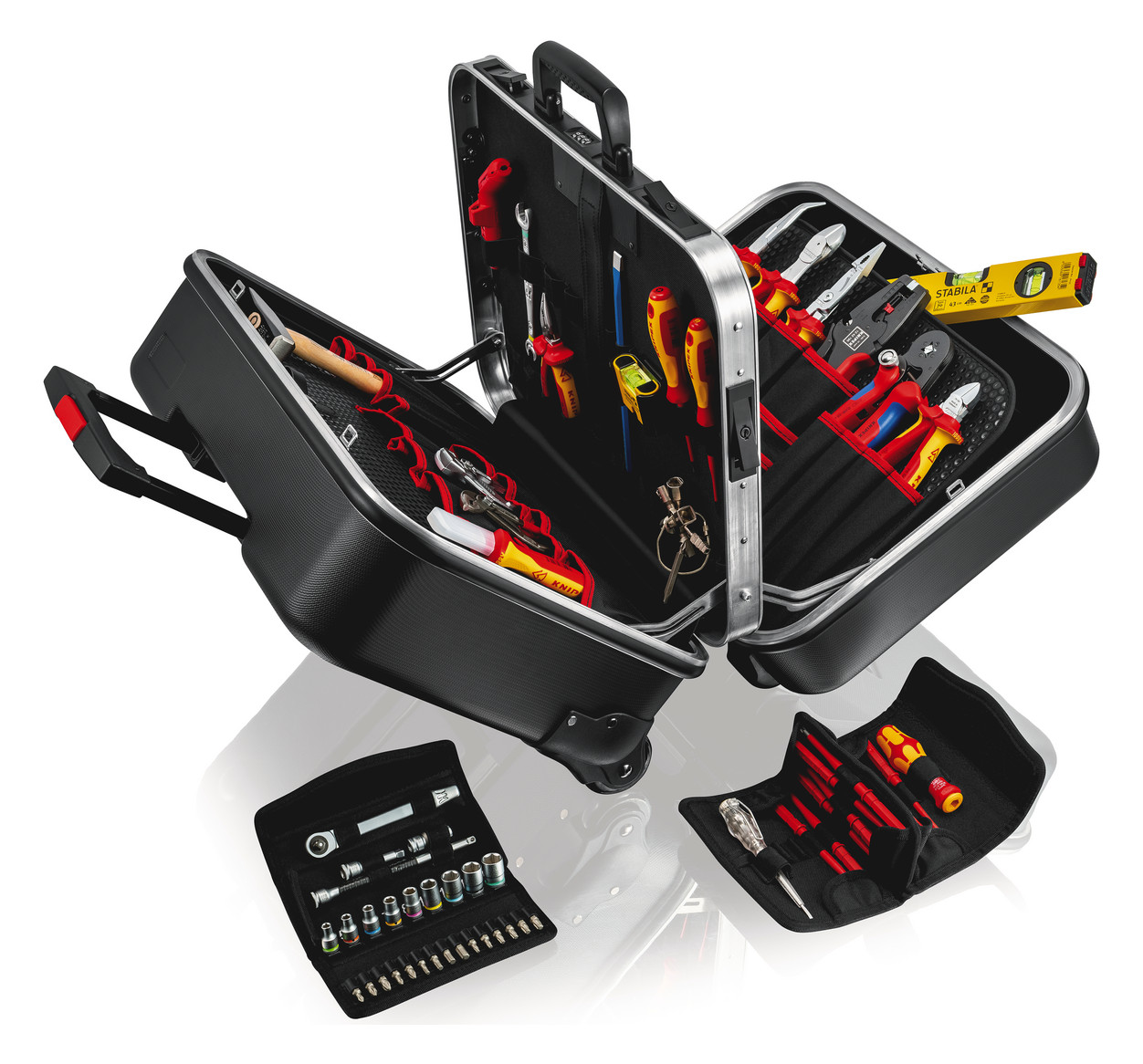1St. Knipex 00 21 41 Werkzeugkoffer BIG Twin Move Elektro ABS-Koffer 63-tlg., Farbe schwarz, mit Trolley 445 x 350 x 105