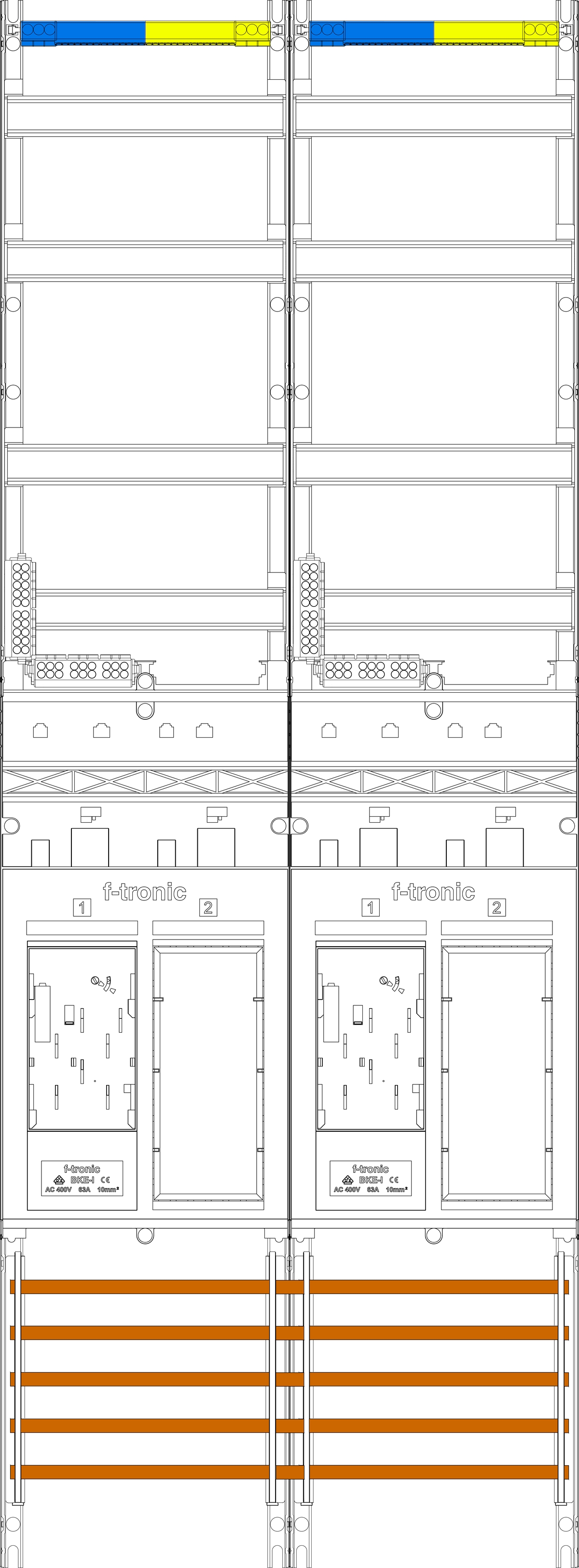 1St. F-Tronic ER29 Zählerfeld ER29, 2-feldrig, H=1350mm, 2-eHZ, 2 Res. 7143002